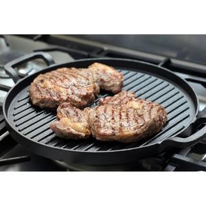 Perfect Home Öntöttvas Grill lap kerek 2 füllel 15521
