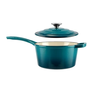 Perfect Home Zománcozott öntöttvas nyeles lábas fedővel 19 cm 1,9L türkizkék 16641