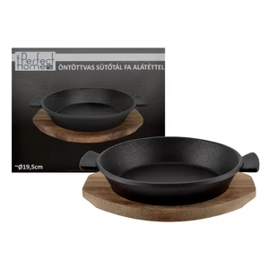 Perfect Home Öntöttvas kerek sütőtál fa alátéttel 16645