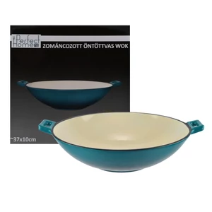 Perfect Home Zománcozott Öntöttvas Wok 37 cm türkizkék 17819