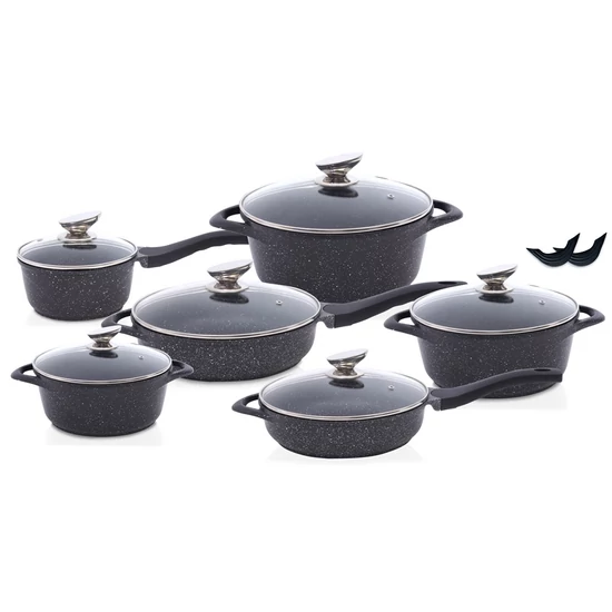 Perfect Home Edénykészlet aluminium 14 részes fekete 14782