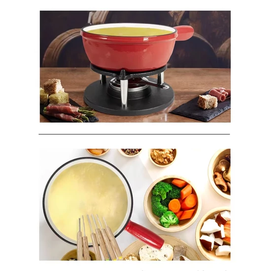 Perfect Home Zománcozott öntöttvas Fondue szett ~1,8 liter piros 16643