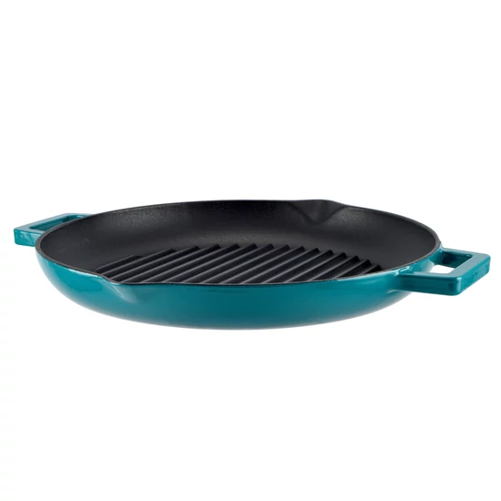 Perfect Home Zománcozott Öntöttvas Grill Szeletsütő 31cm csőrös türkizkék 17817