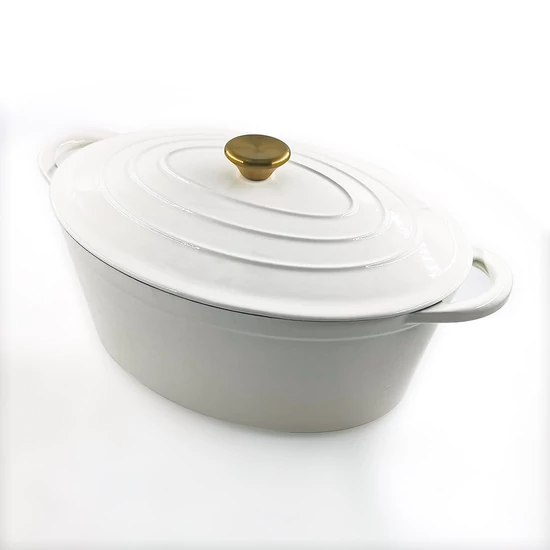 Perfect Home Zománcozott öntöttvas kacsasütő ovális 30cm, 4.2L fehér 17923
