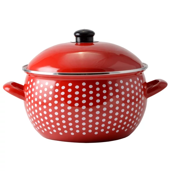Perfect Home Piros Pöttyös Zománcozott lábas 18cm+fedő 33003