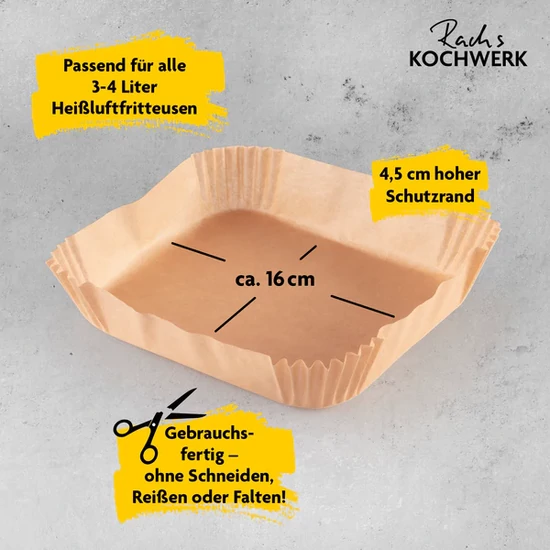 RACHS KOCHWERK Sütőpapír forrólevegős  fritőzhöz / airfryer - 100 db-os készlet DS13181-L