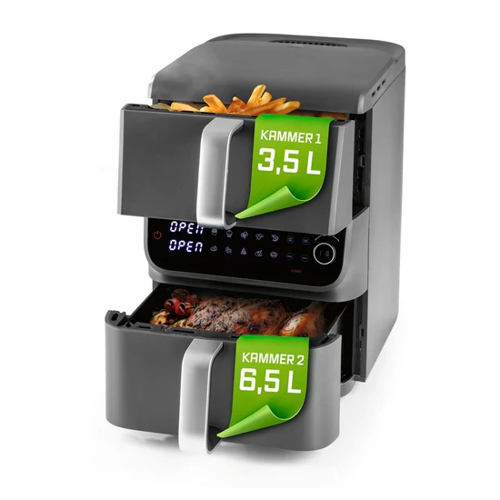 GOURMETMAXX Forrólevegős fritőz/ Airfryer Kétkamrás Függőleges 3,5 + 6,5 liter DS16404