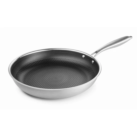 BRATMAXX Rozsdamentes serpenyő tapadásmentes bevonattal 24 cm méhsejt mintás 4 rétegű DS16469