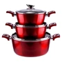Kép 2/8 - Perfect Home Metal Red Line tapadásmentes alumínium lábas üvegfedővel 30cm, 7.2L, indukciós 10399