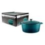 Kép 4/7 - Perfect Home Zománcozott öntöttvas lábas 28,5 cm, 6L türkizkék 16638