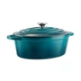 Kép 2/6 - Perfect Home Zománcozott öntöttvas kacsasütő ovális 30cm, 4.2L türkizkék 16639