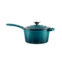 Kép 2/8 - Perfect Home Zománcozott öntöttvas nyeles lábas fedővel 19 cm 1,9L türkizkék 16641