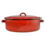 Kép 2/4 - Zománcozott lábas fedővel piros-cirmos 43 cm 53074
